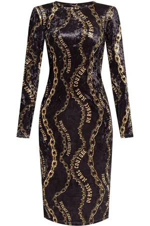 VERSACE Abito midi con stampa Chain Couture