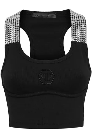 Philipp Plein Top crop con strass