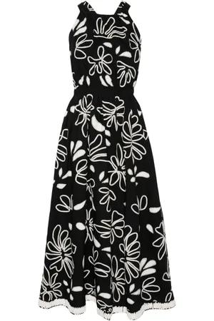 ULLA JOHNSON Abito Viola con ricamo a fiori