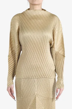 Issey Miyake Pliss??-effect blouse