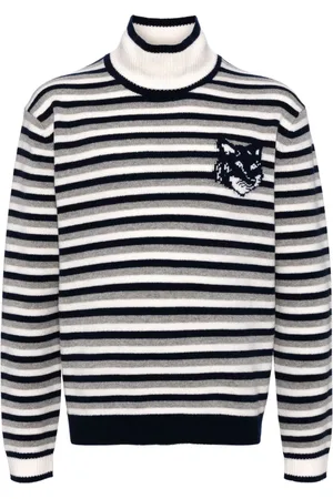 Maison Kitsuné Maglione a righe con testa di volpe