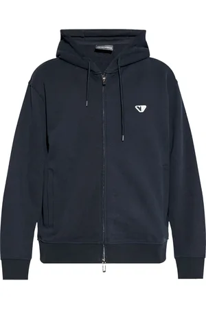 Emporio Armani Felpa con zip e logo ricamato