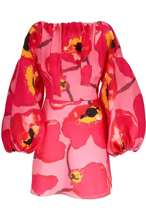 Carolina Herrera Abito corto a fiori con maniche a palloncino