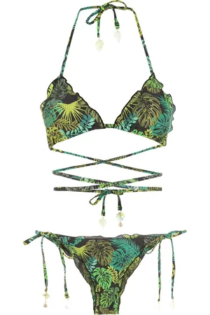 AMIR SLAMA Bikini con stampa tropicale