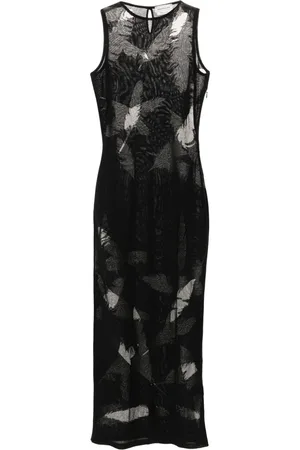 Alexander McQueen Tubino con piume a intarsi