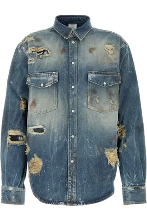 Vetements Camicia denim con effetto vissuto