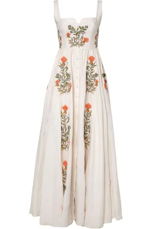 Agua by Agua Bendita Abito midi con ricamo a fiori