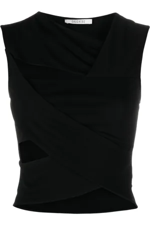 Gauchere Asymmetric cutout crop top