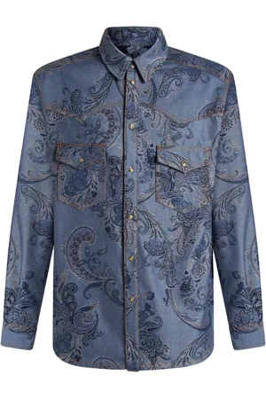 Etro Camicia denim con stampa paisley