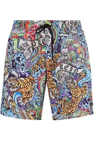 Philipp Plein Costume da bagno con stampa Tattoo