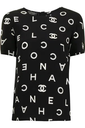 CHANEL T-shirt con stampa logo 1997