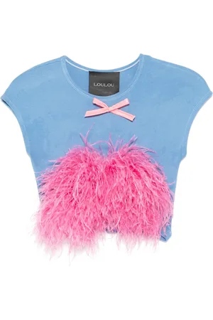 LOULOU T-shirt con dettaglio di piume