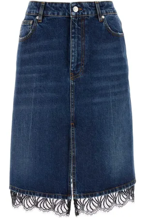 Stella McCartney Gonna denim con rifinitura in pizzo