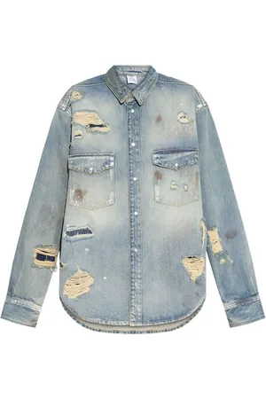Vetements Camicia denim con effetto vissuto