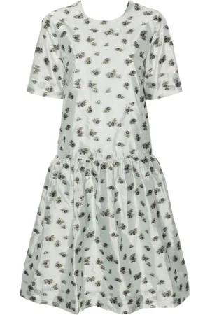 Ganni Abito midi a fiori jacquard