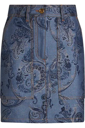 Etro Minigonna denim con effetto jacquard