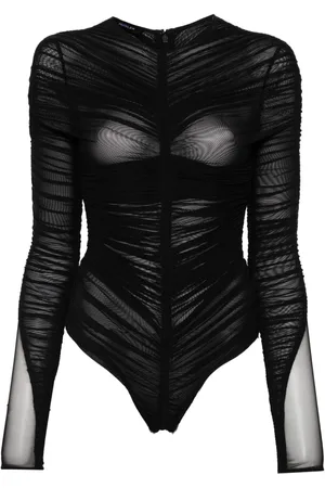 MUGLER Body semi trasparente con arricciatura