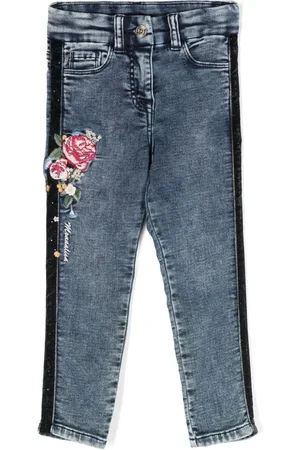 MONNALISA Jeans con ricamo a fiori