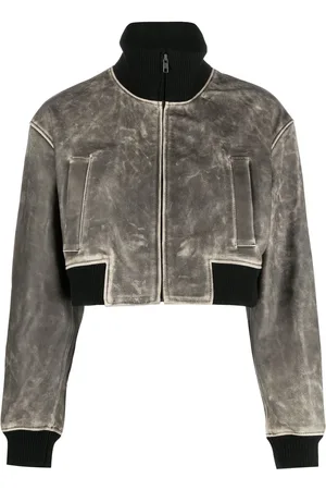 Manokhi Giacca crop in pelle