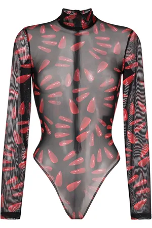 DAVID KOMA Body semi trasparente con stampa grafica