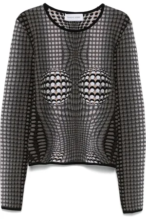 Marine Serre Maglione con effetto jacquard