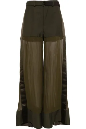 SACAI Pantaloni a vita alta in seta