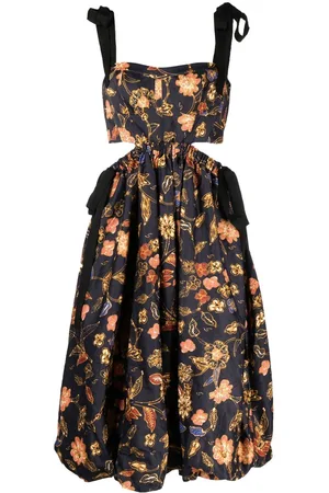 ULLA JOHNSON Abito a fiori con dettaglio cut-out
