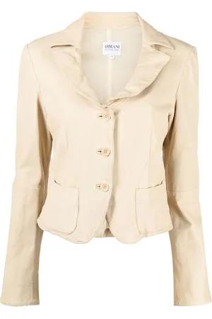 Giorgio Armani Giacca in pelle con revers a lancia anni 2000