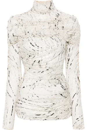 MUGLER Top con stampa astratta