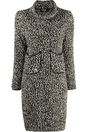 CHANEL Abito corto bicolore a collo alto 1994