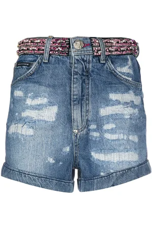 Philipp Plein Shorts denim con strass
