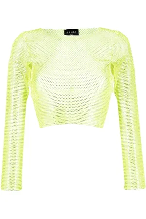 SANTA BRANDS Top crop con strass