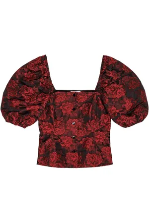 Ganni Top crop con stampa botanica