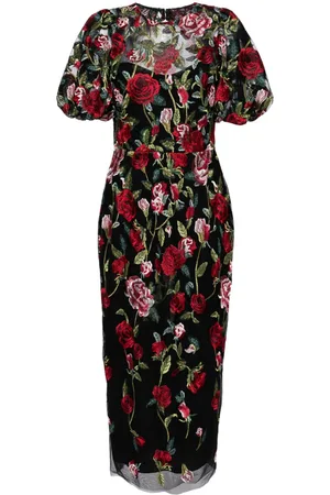 Marchesa Notte Abito con ricamo a fiori