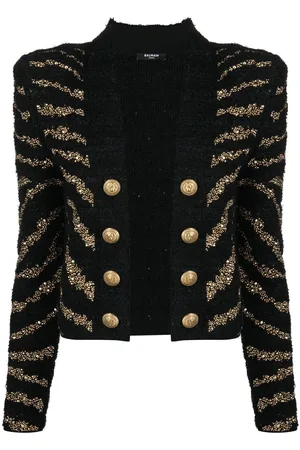 Balmain Cardigan lungo con motivo a righe