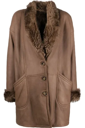 A.N.G.E.L.O. Vintage Cult Cappotto di pelle con pelliccia sintetica anni 