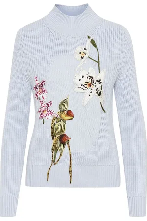 Oscar de la Renta Maglione Portrait con ricamo Orchid