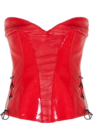 MITILIANE COUTURE Corsetto con inserti in pelle verniciata