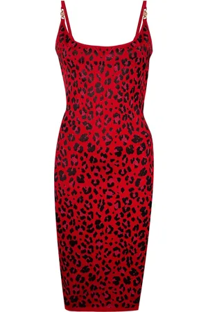 VERSACE Abito midi leopardato in lurex