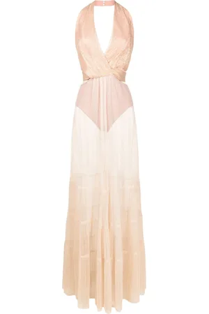 Lethicia Bronstein Abito Milena lungo con inserti semi trasparenti