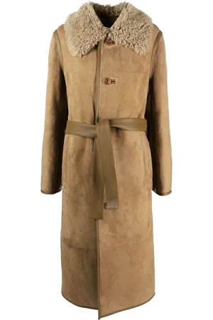LEMAIRE Cappotto di pelle con collo in shearling