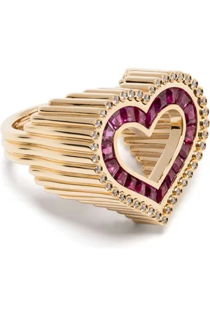 Marie Lichtenberg Anello Love in giallo 18kt con diamanti e rubini