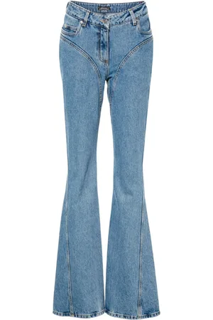 MUGLER Jeans svasati con effetto schiarito