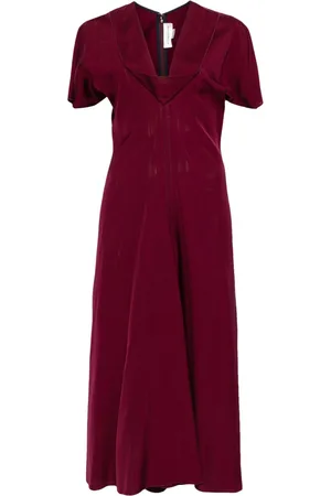 Victoria Beckham Abito midi con collo drappeggiato