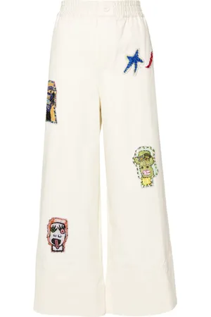 ALÉMAIS Pantaloni con ricamo x Michael Swaney