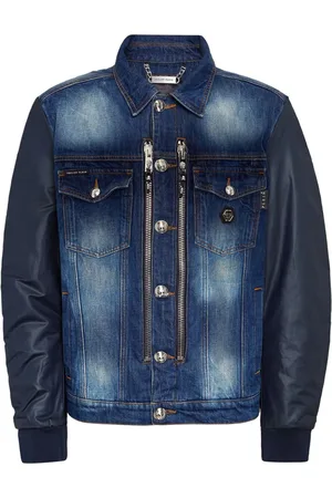 Philipp Plein Giacca denim con maniche a contrasto
