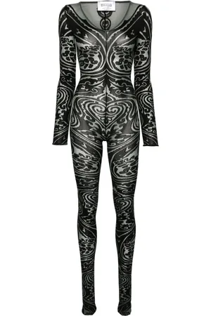 Wolford X ETRO Tuta intera Body Tattoo con scollo a V