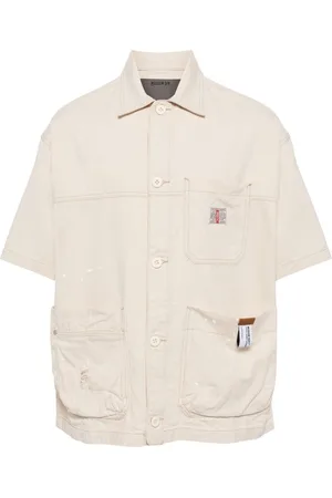 Musium Div. Camicia denim con effetto vernice