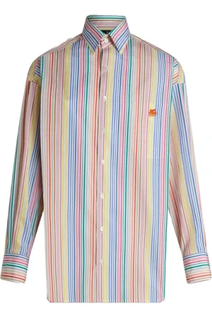 Etro Camicia a righe con ricamo Pegaso
