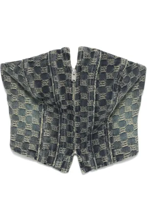 MISBHV Corsetto denim con monogramma jacquard